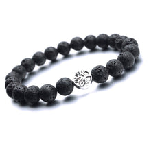 Load image into Gallery viewer, 25 Styles Tree of Life Paw Charms 8mm Black Lava Stone Beads Aromatherapy Essential Oil Diffuser Bracelet Yoga Strand Jewelry