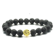 Load image into Gallery viewer, 25 Styles Tree of Life Paw Charms 8mm Black Lava Stone Beads Aromatherapy Essential Oil Diffuser Bracelet Yoga Strand Jewelry