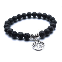 Load image into Gallery viewer, 25 Styles Tree of Life Paw Charms 8mm Black Lava Stone Beads Aromatherapy Essential Oil Diffuser Bracelet Yoga Strand Jewelry