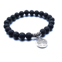 Load image into Gallery viewer, 25 Styles Tree of Life Paw Charms 8mm Black Lava Stone Beads Aromatherapy Essential Oil Diffuser Bracelet Yoga Strand Jewelry