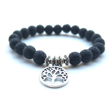 Load image into Gallery viewer, 25 Styles Tree of Life Paw Charms 8mm Black Lava Stone Beads Aromatherapy Essential Oil Diffuser Bracelet Yoga Strand Jewelry