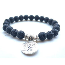 Load image into Gallery viewer, 25 Styles Tree of Life Paw Charms 8mm Black Lava Stone Beads Aromatherapy Essential Oil Diffuser Bracelet Yoga Strand Jewelry