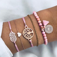 Load image into Gallery viewer, Boho Rose Map Bracelets &amp; Bangles for Women Bohemian Round Beaded Charm Bracelet Set Fashion Multilayer Accessories 2019 Bijoux