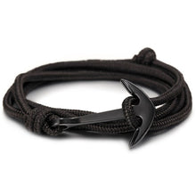 Load image into Gallery viewer, High quality fashion black anchor bracelet men's charm survival rope chain leather friendship bracelet men and women jewelry